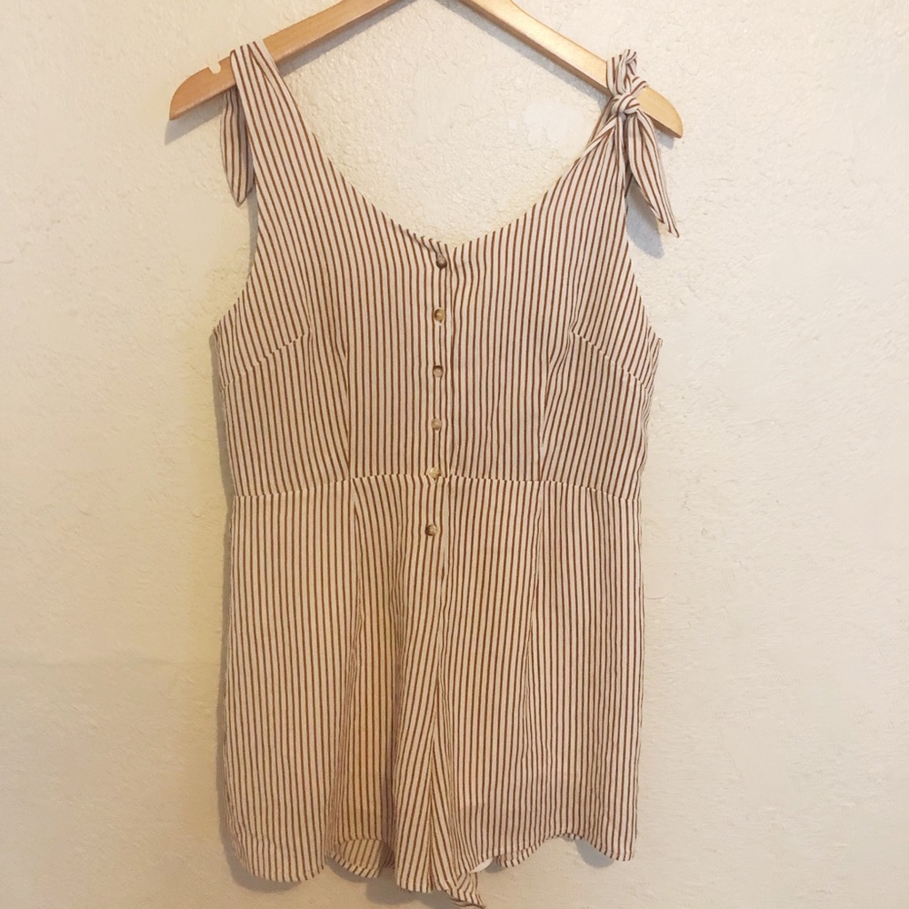 Tan/brown striped romper